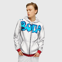 Толстовка 3D на молнии мужская Вода мерч логотип надпись, цвет: 3D-красный — фото 2