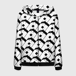 Толстовка 3D на молнии мужская Три буквы: чёрные, цвет: 3D-черный