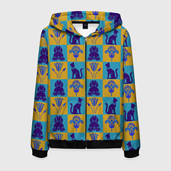 Толстовка 3D на молнии мужская Символы Египта, цвет: 3D-черный
