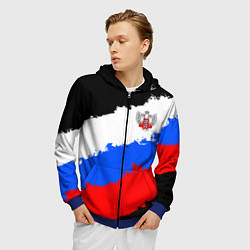 Толстовка 3D на молнии мужская Федерация бокса России - триколор, цвет: 3D-синий — фото 2