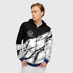 Толстовка 3D на молнии мужская Российская империя - потертости, цвет: 3D-синий — фото 2