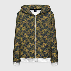 Толстовка 3D на молнии мужская Геометрический узор с растениями - паттерны, цвет: 3D-белый