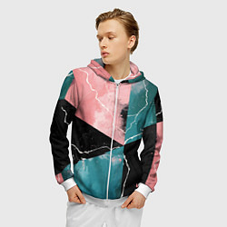 Толстовка 3D на молнии мужская Абстракция звёдного неба и молнии, цвет: 3D-белый — фото 2