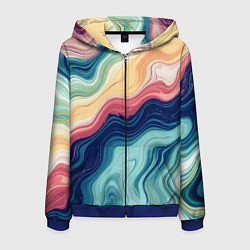 Мужская толстовка на молнии Абстрактные волнистые линии синий