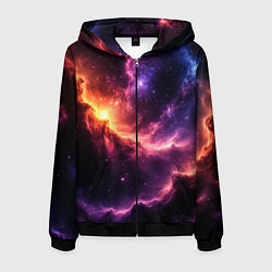 Толстовка 3D на молнии мужская Фантастические космические туманы, цвет: 3D-черный