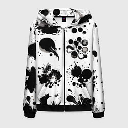 Мужская толстовка на молнии Чёрно-белые кляксы - абстракция