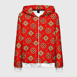 Толстовка 3D на молнии мужская Яркий узор в этническом стиле, цвет: 3D-белый