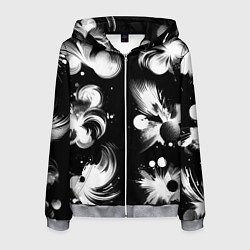 Толстовка 3D на молнии мужская Чёрно-белый абстрактный паттерн, цвет: 3D-меланж
