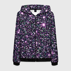Толстовка 3D на молнии мужская Имитация блестящих пайеток тёмно-фиолетовый, цвет: 3D-черный