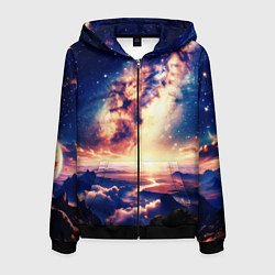 Толстовка 3D на молнии мужская Фантастический рассвет, цвет: 3D-черный
