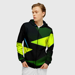 Толстовка 3D на молнии мужская Geometric shapes, цвет: 3D-черный — фото 2