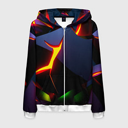 Толстовка 3D на молнии мужская The neon fault, цвет: 3D-белый