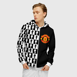 Толстовка 3D на молнии мужская Манчестер Юнайтед текстура люди, цвет: 3D-белый — фото 2