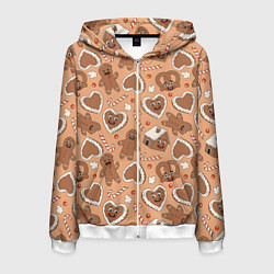 Мужская толстовка на молнии Паттерн с новогодним печеньем