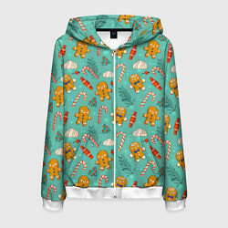 Мужская толстовка на молнии Новогодний паттерн печенье с конфетами