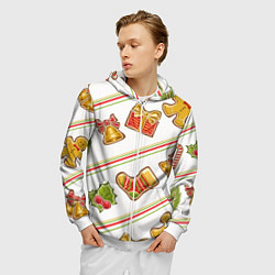Толстовка 3D на молнии мужская Рождественский дух, цвет: 3D-белый — фото 2