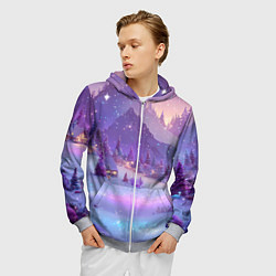 Толстовка 3D на молнии мужская Новогодняя магическая атмосфера, цвет: 3D-меланж — фото 2