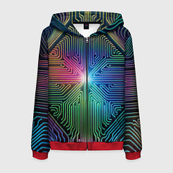 Толстовка 3D на молнии мужская Линейная графика, цвет: 3D-красный