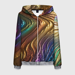 Толстовка 3D на молнии мужская Сморщенные складочки жидкости, цвет: 3D-меланж