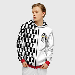 Толстовка 3D на молнии мужская Ювентус паттерн люди, цвет: 3D-красный — фото 2