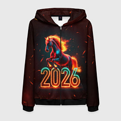 Мужская толстовка на молнии Светящаяся лошадь 2026