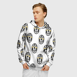 Толстовка 3D на молнии мужская Juventus Pattern, цвет: 3D-белый — фото 2