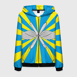 Толстовка 3D на молнии мужская Флаг ВВС, цвет: 3D-черный