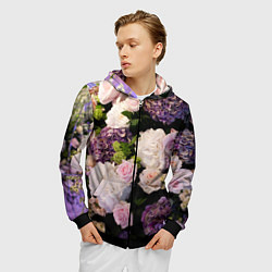 Толстовка 3D на молнии мужская Весенние цветы, цвет: 3D-черный — фото 2