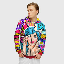 Толстовка 3D на молнии мужская Pop art, цвет: 3D-красный — фото 2