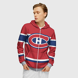 Толстовка 3D на молнии мужская Montreal Canadiens, цвет: 3D-меланж — фото 2