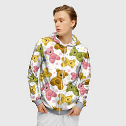 Толстовка 3D на молнии мужская Любимые медвежата, цвет: 3D-меланж — фото 2
