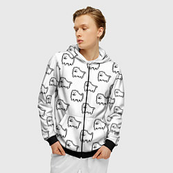 Толстовка 3D на молнии мужская Undertale Annoying dog white, цвет: 3D-черный — фото 2