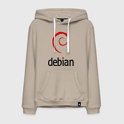 Толстовка-худи хлопковая мужская Debian цвета миндальный — фото 1