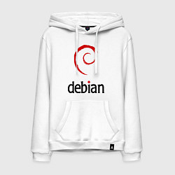 Толстовка-худи хлопковая мужская Debian, цвет: белый