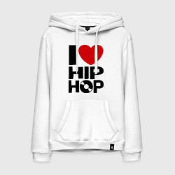 Толстовка-худи хлопковая мужская I love Hip Hop, цвет: белый