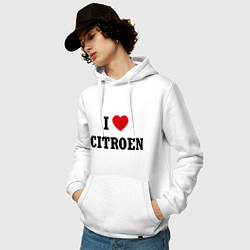 Толстовка-худи хлопковая мужская I love Citroen, цвет: белый — фото 2