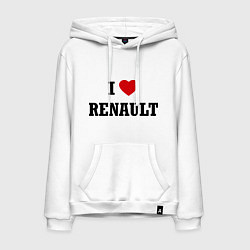 Толстовка-худи хлопковая мужская I love Renault, цвет: белый