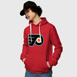 Толстовка-худи хлопковая мужская Philadelphia Flyers, цвет: красный — фото 2