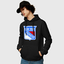 Толстовка-худи хлопковая мужская New York Rangers, цвет: черный — фото 2