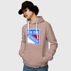 Толстовка-худи хлопковая мужская New York Rangers, цвет: пыльно-розовый — фото 2