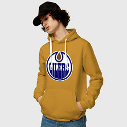 Толстовка-худи хлопковая мужская Edmonton Oilers, цвет: горчичный — фото 2