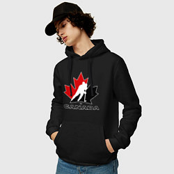 Толстовка-худи хлопковая мужская Canada, цвет: черный — фото 2