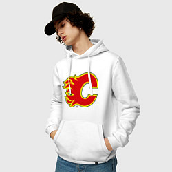 Толстовка-худи хлопковая мужская Calgary Flames, цвет: белый — фото 2