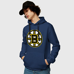 Толстовка-худи хлопковая мужская Boston Bruins, цвет: тёмно-синий — фото 2