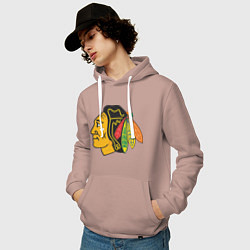 Толстовка-худи хлопковая мужская Chicago Blackhawks: Kane, цвет: пыльно-розовый — фото 2