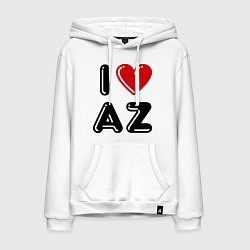 Толстовка-худи хлопковая мужская I Love AZ, цвет: белый