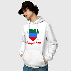 Толстовка-худи хлопковая мужская Dagestan: Heart Flag, цвет: белый — фото 2