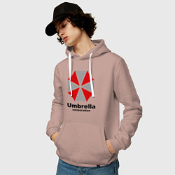 Толстовка-худи хлопковая мужская Umbrella corporation, цвет: пыльно-розовый — фото 2