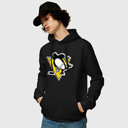 Толстовка-худи хлопковая мужская Pittsburgh Penguins, цвет: черный — фото 2