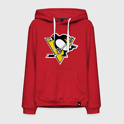 Толстовка-худи хлопковая мужская Pittsburgh Penguins, цвет: красный
